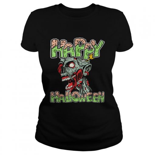 Top Happy Halloween Zombie Cartoon Funny  Classic Ladies
