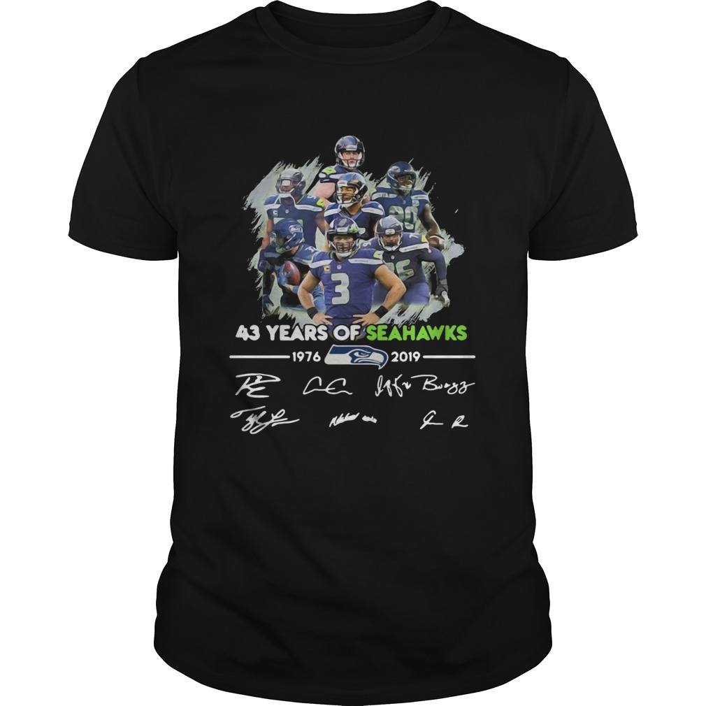 43 Years of Seattle Seahawks 19762019 signatures shirt