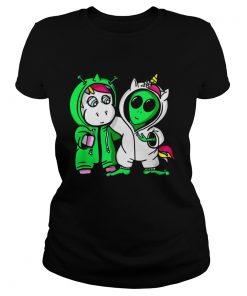 Baby Unicorn vs Alien Costume Halloween Shirt Classic Ladies