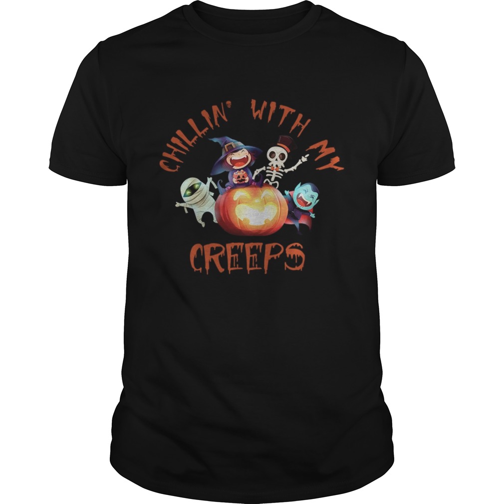Chillin With My Creeps Funny Halloween Costume Gift TShirt