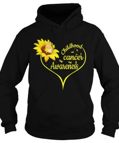Flower Butterfly Gold Ribbon Childhood Cancer Awareness TShirt Hoodie