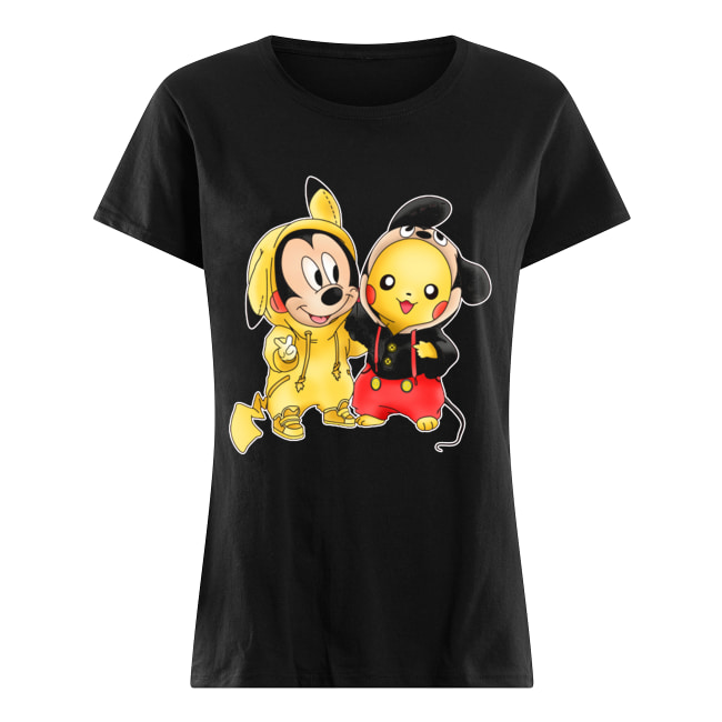 MICKEY Mouse Pikachu mai troppo vecchi Mash-up per Adulti T Shirt 