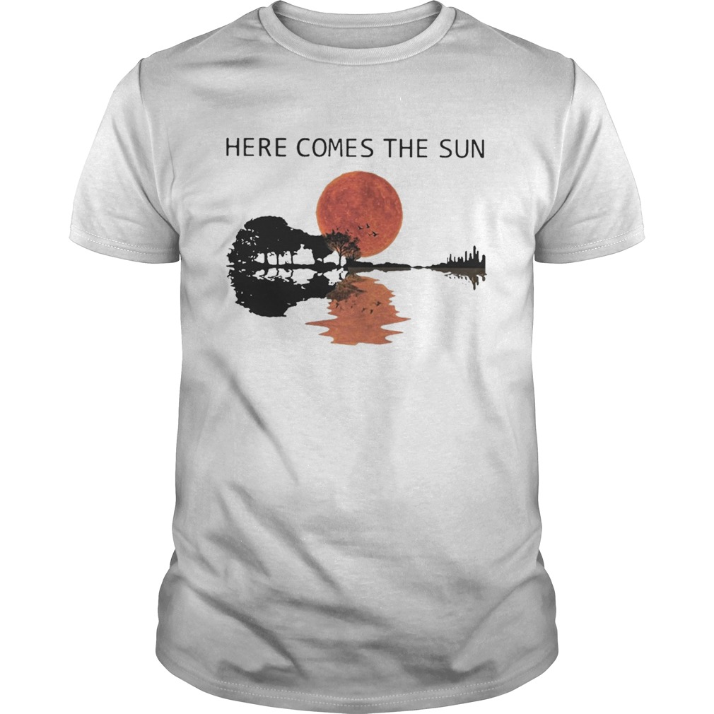 Sunset Guitar Water Reflection Here Comes The Sun Shirt