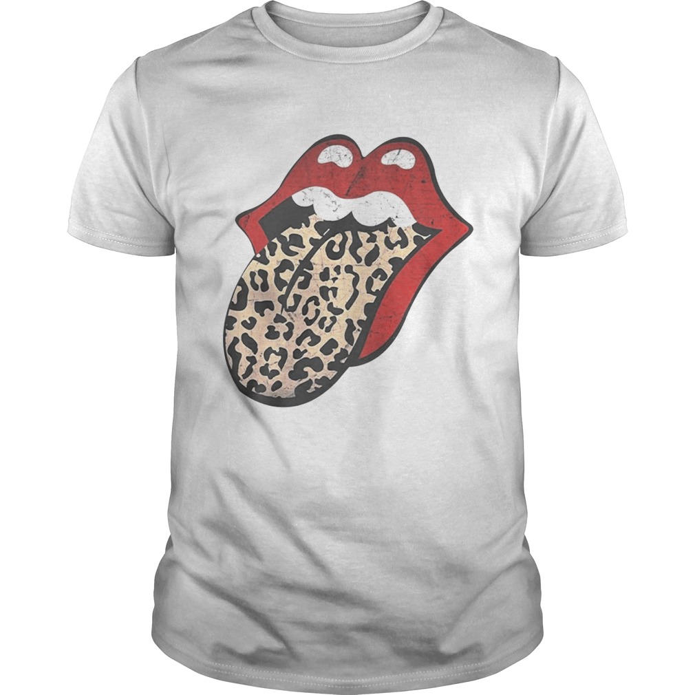 red lips with leopard tongue shirt