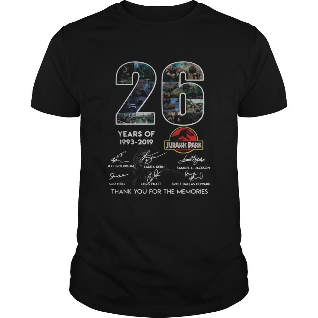 26 years of Jurassic Park 1993 2019 signature shirt
