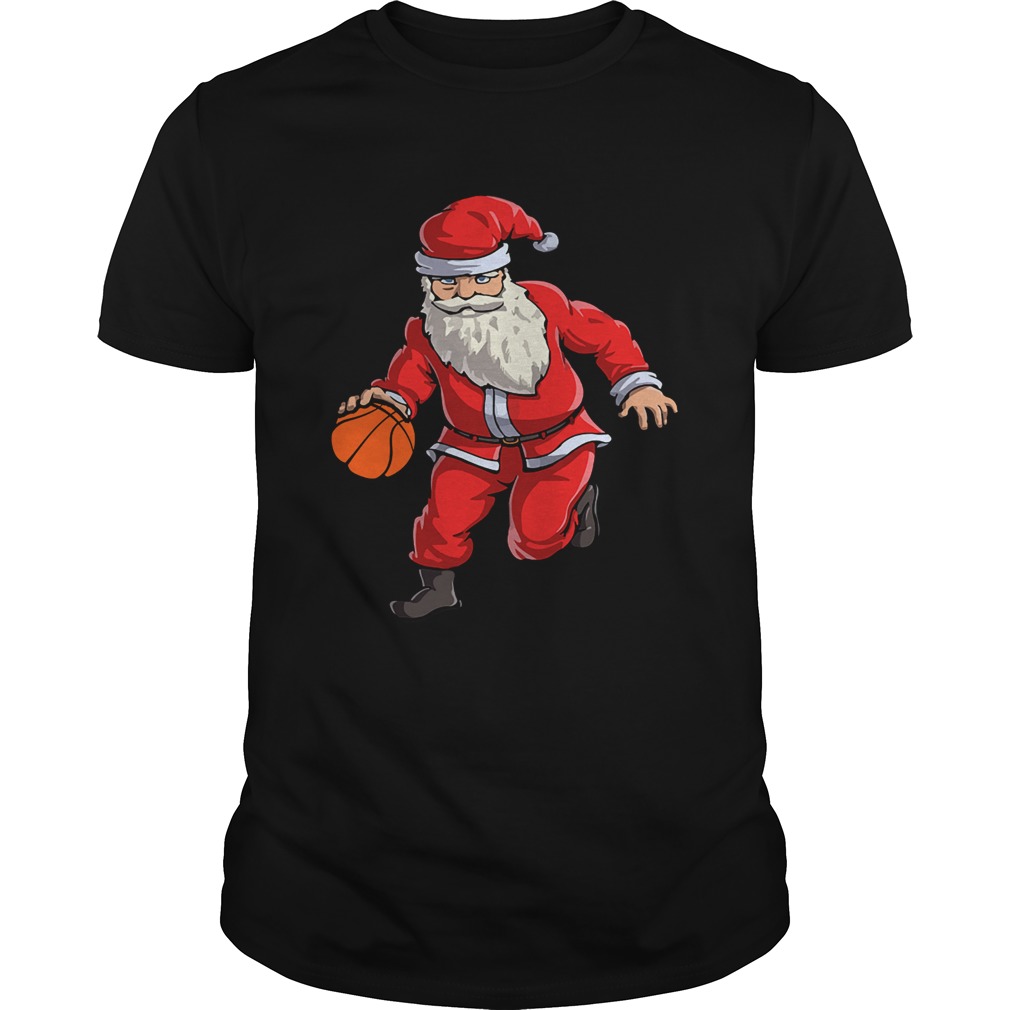 Basketball Santa Funny Christmas Gift with Hat Ball Sport TShirt