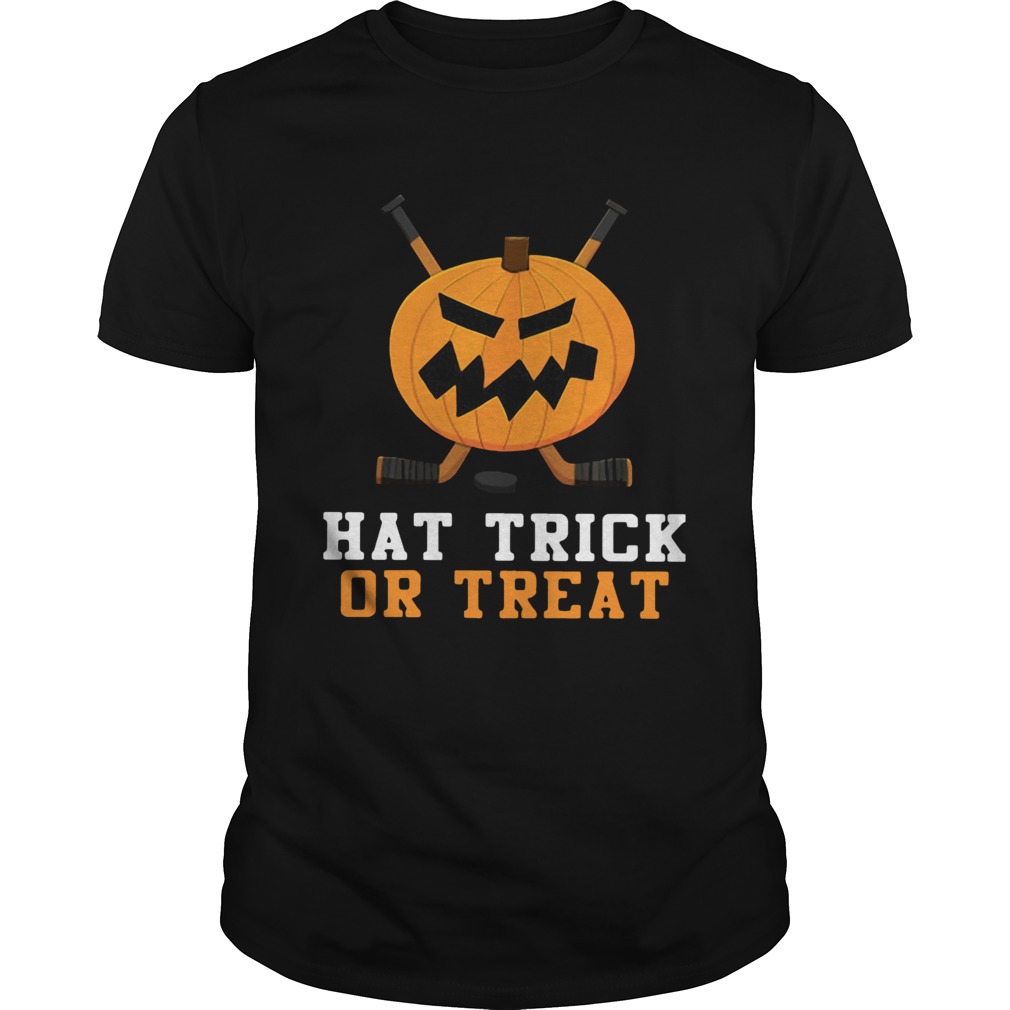 Hockey Pumpkin Hat Trick Or Treat Halloween Shirt
