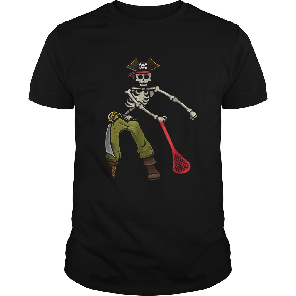 Pirate Skeleton Lacrosse Halloween Floss Dance Kids shirt