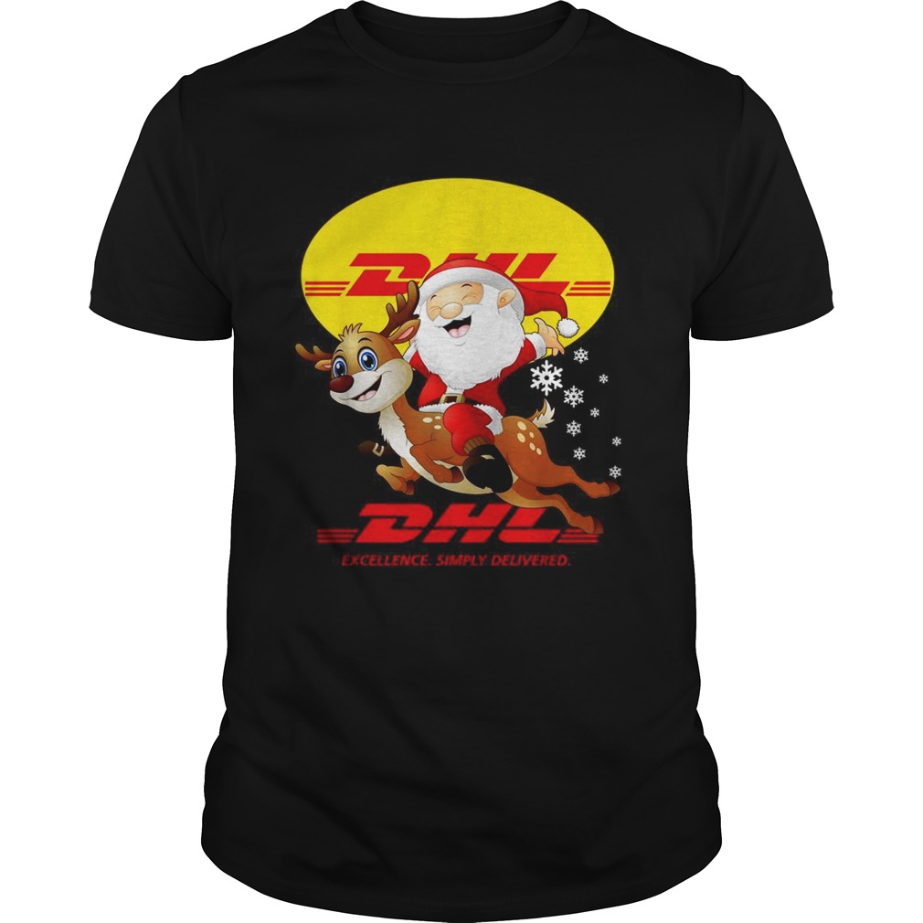 Santa Claus Riding Reindeer DHL Excellence Simply Delivered shirt