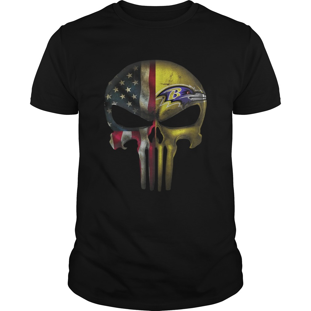 Baltimore Ravens And Flag American Veteran skull shirt