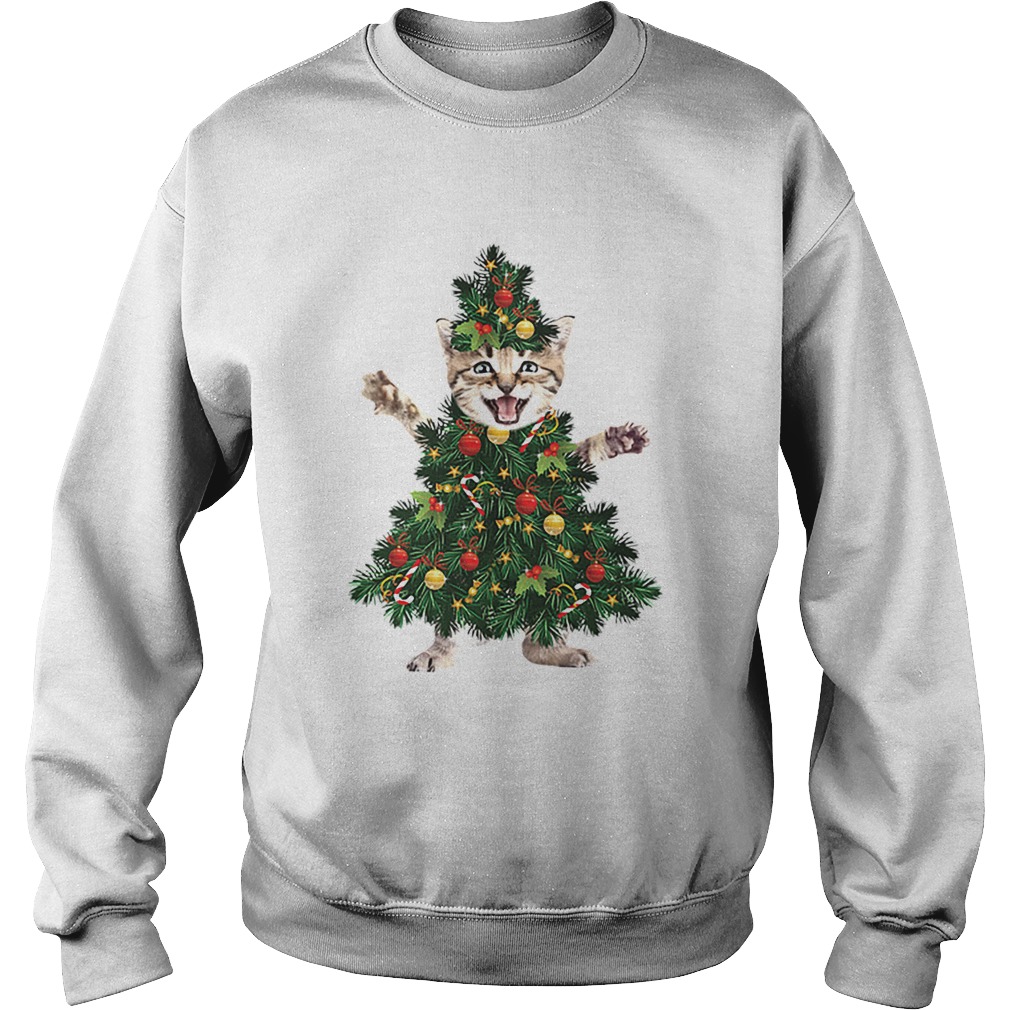 Cat pine Christmas tree shirt - Kingteeshop