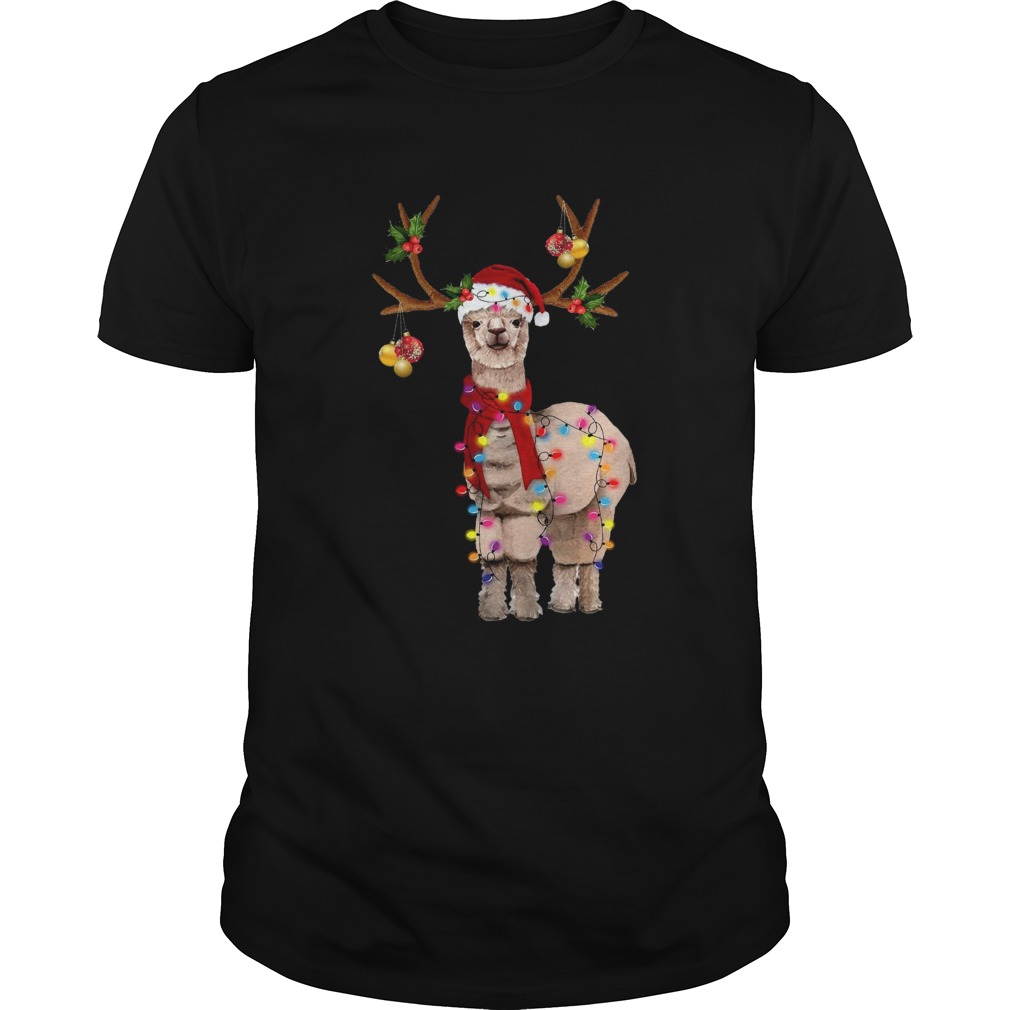 Llama reindeer light Christmas shirt