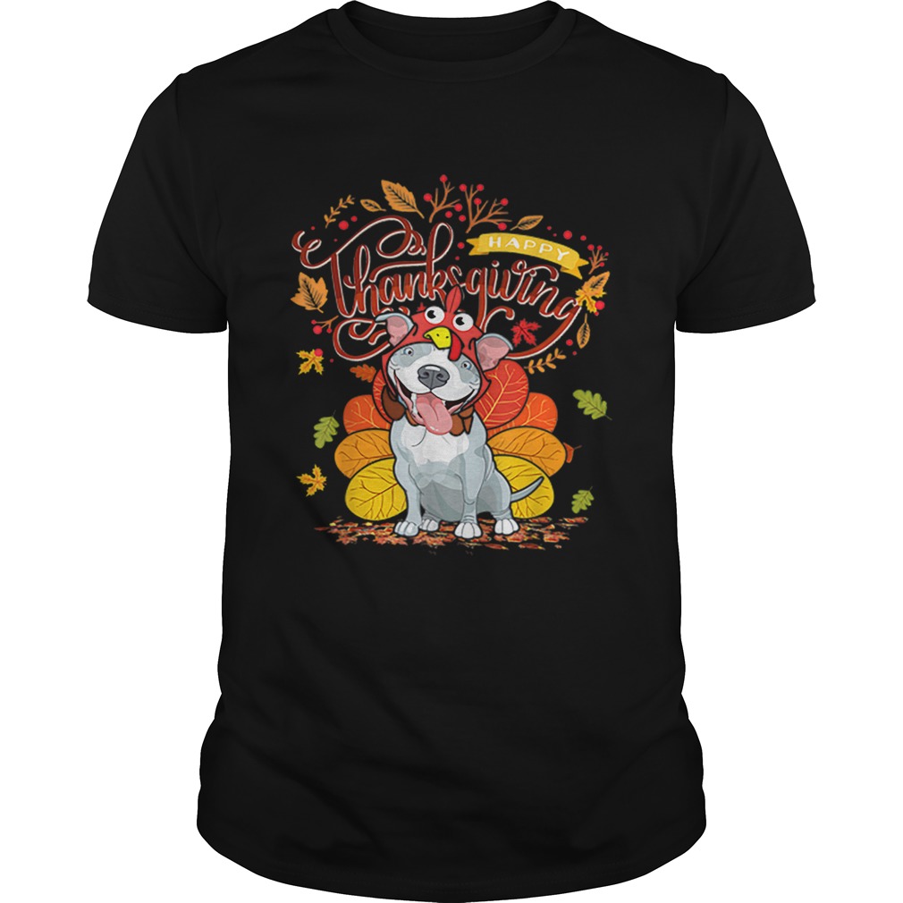 Nice Pit bull Wearing Turkey Hat Fall Autumn Happy Thanksgiving shirt