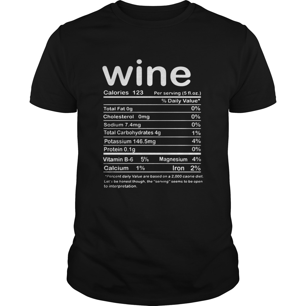 Thanksgiving Wine Nutritional Facts Funny Costume shirt