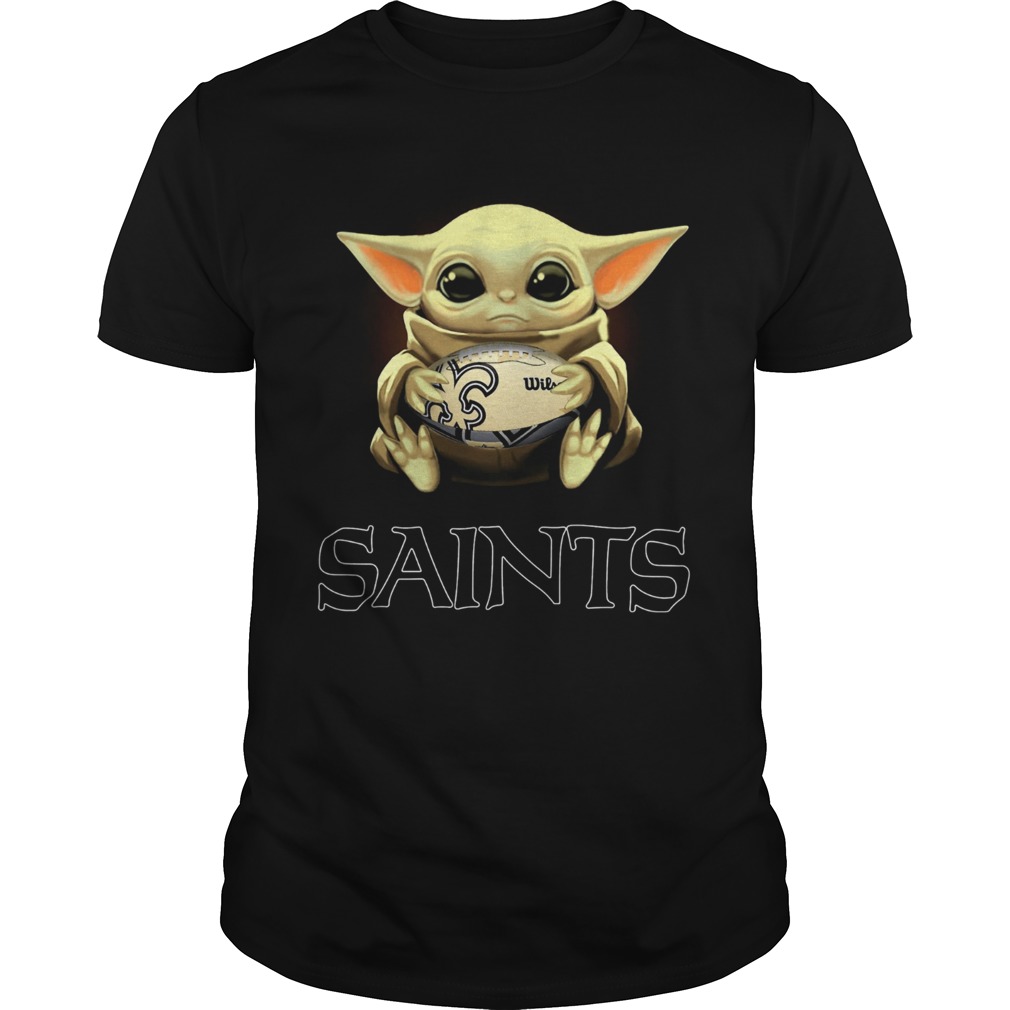 Baby Yoda hug New Orleans Saints shirt