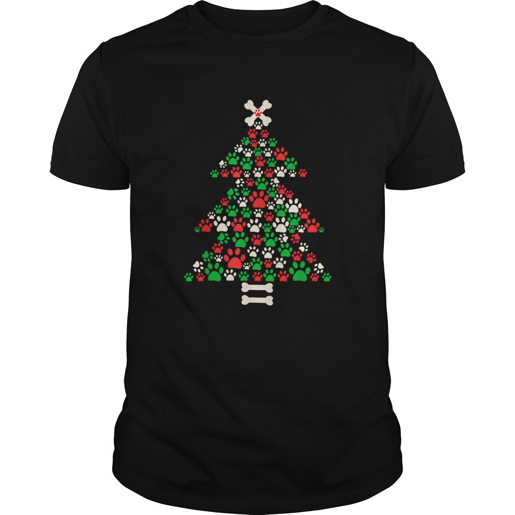 Christmas Tree Made Of Bones And Paw Prints shirt