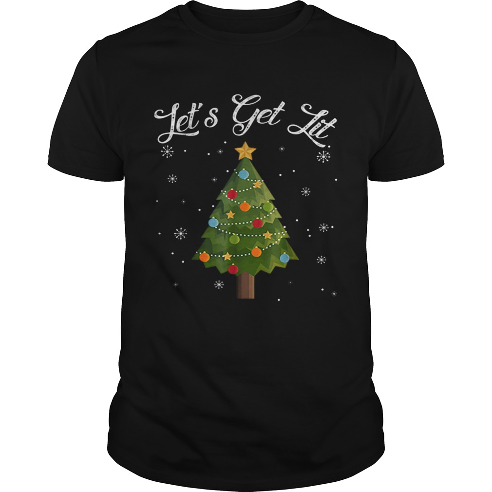 Nice Lets Get Lit Christmas Tree Funny Drinking shirt