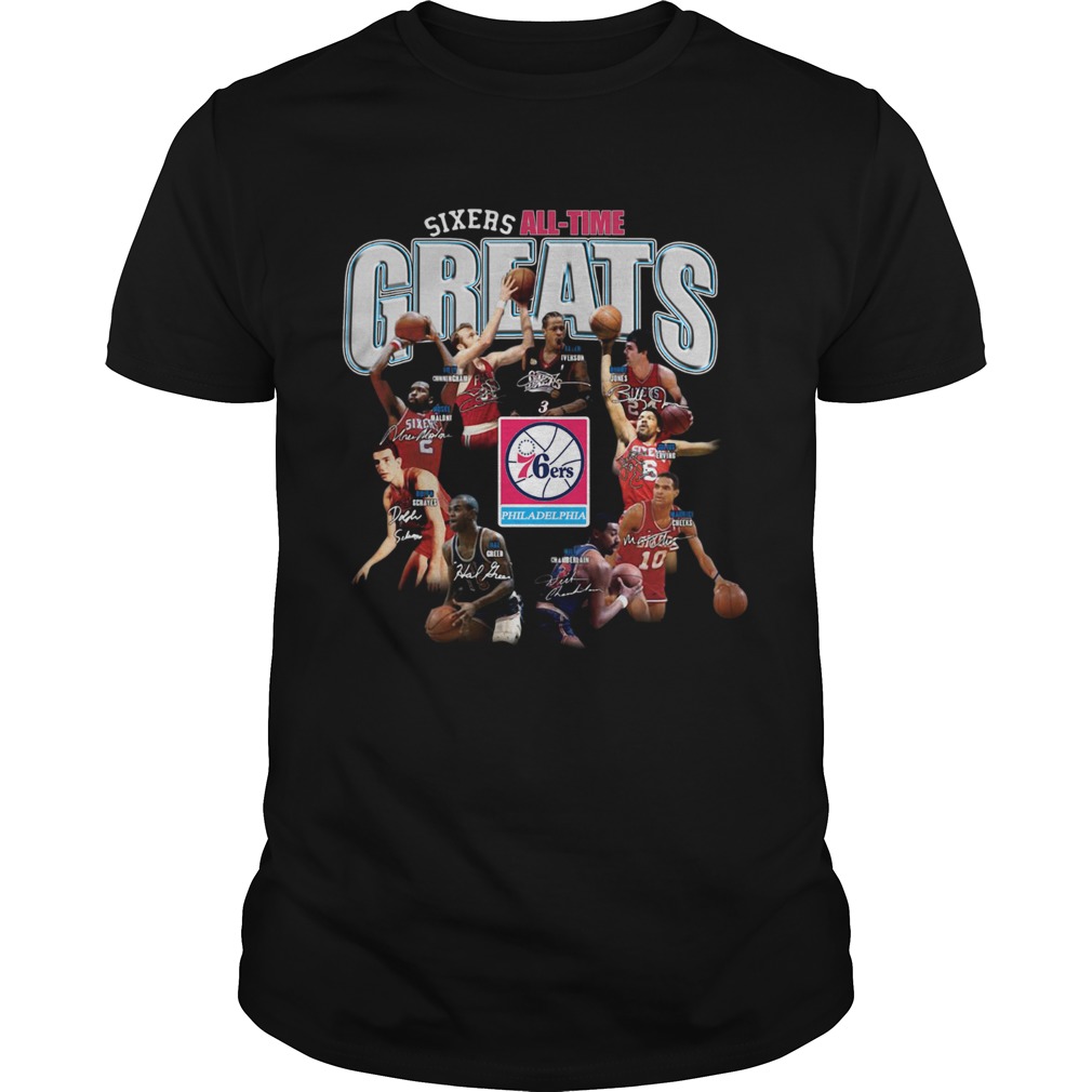 Philadelphia 76ers alltime Greats Players Signatures shirt
