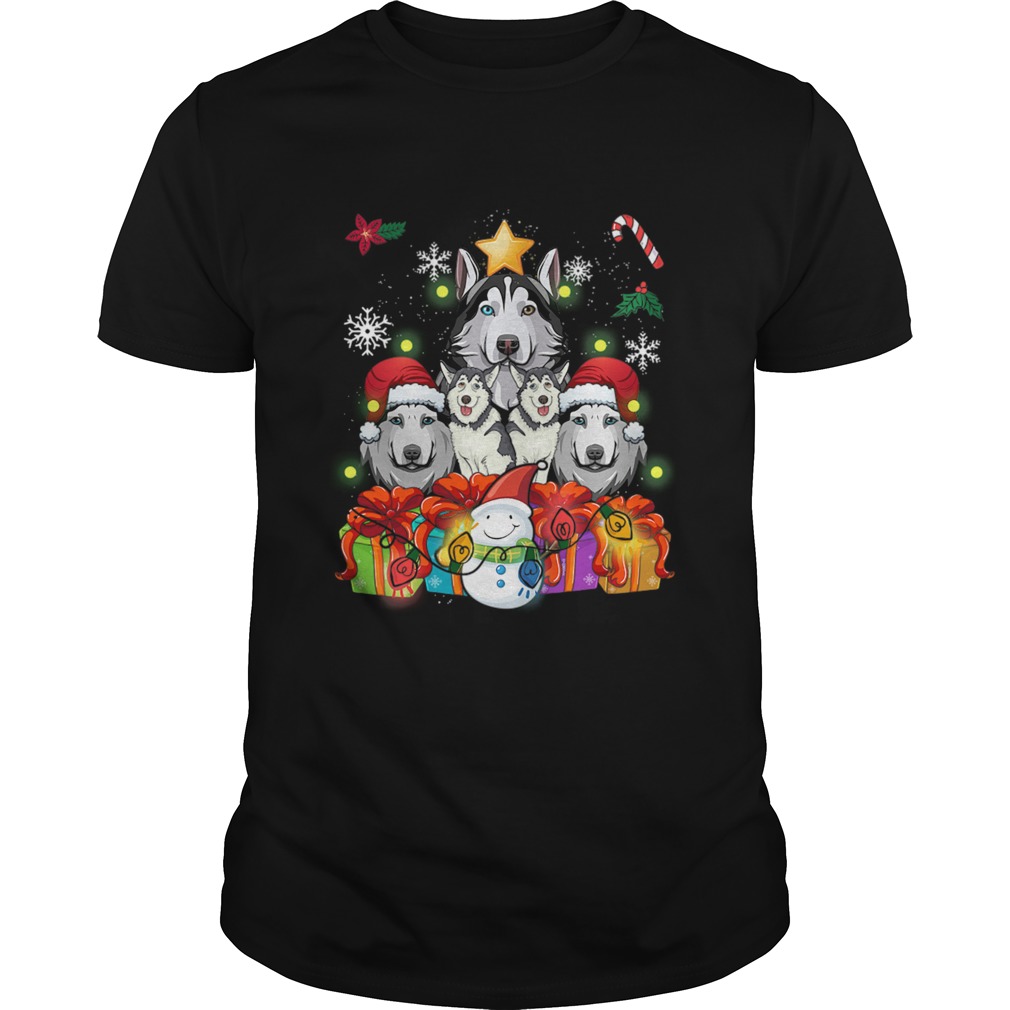 Siberian Husky Christmas Tree Decor Gift Paws Xmas shirt