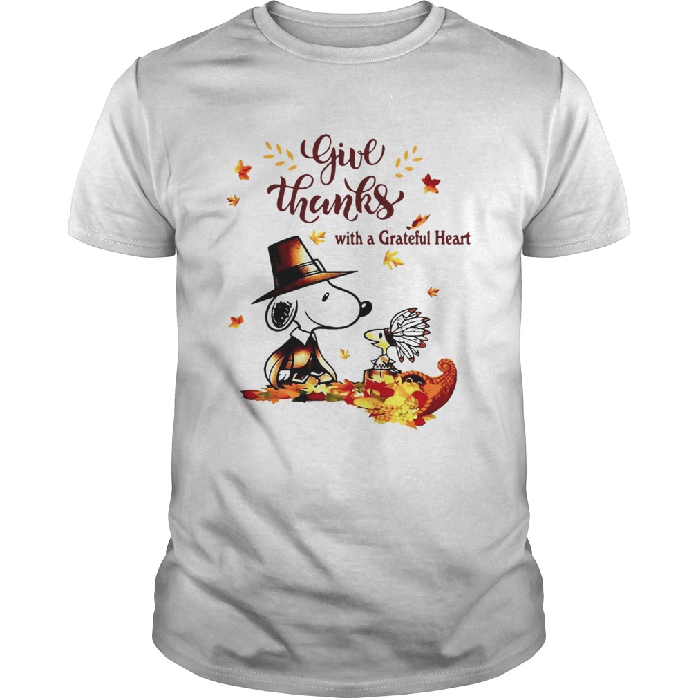 Snoopy and Woodstock Give thanks with a Grateful heart shirt