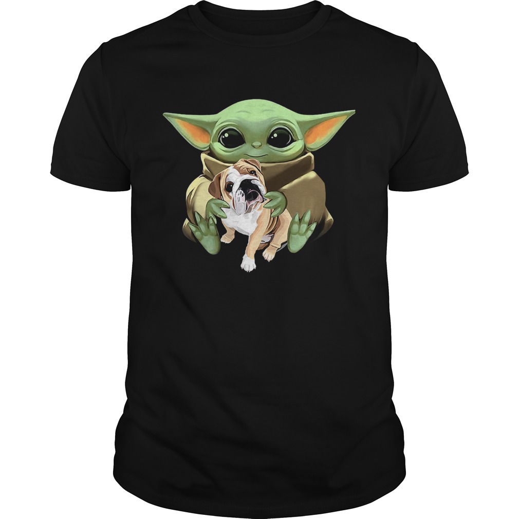 Baby Yoda Hug Bulldog shirt