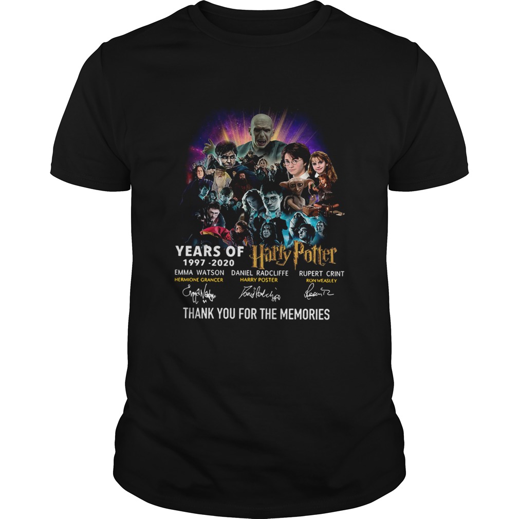Year of 19972020 Harry Potter thank you for the memories signatures shirt