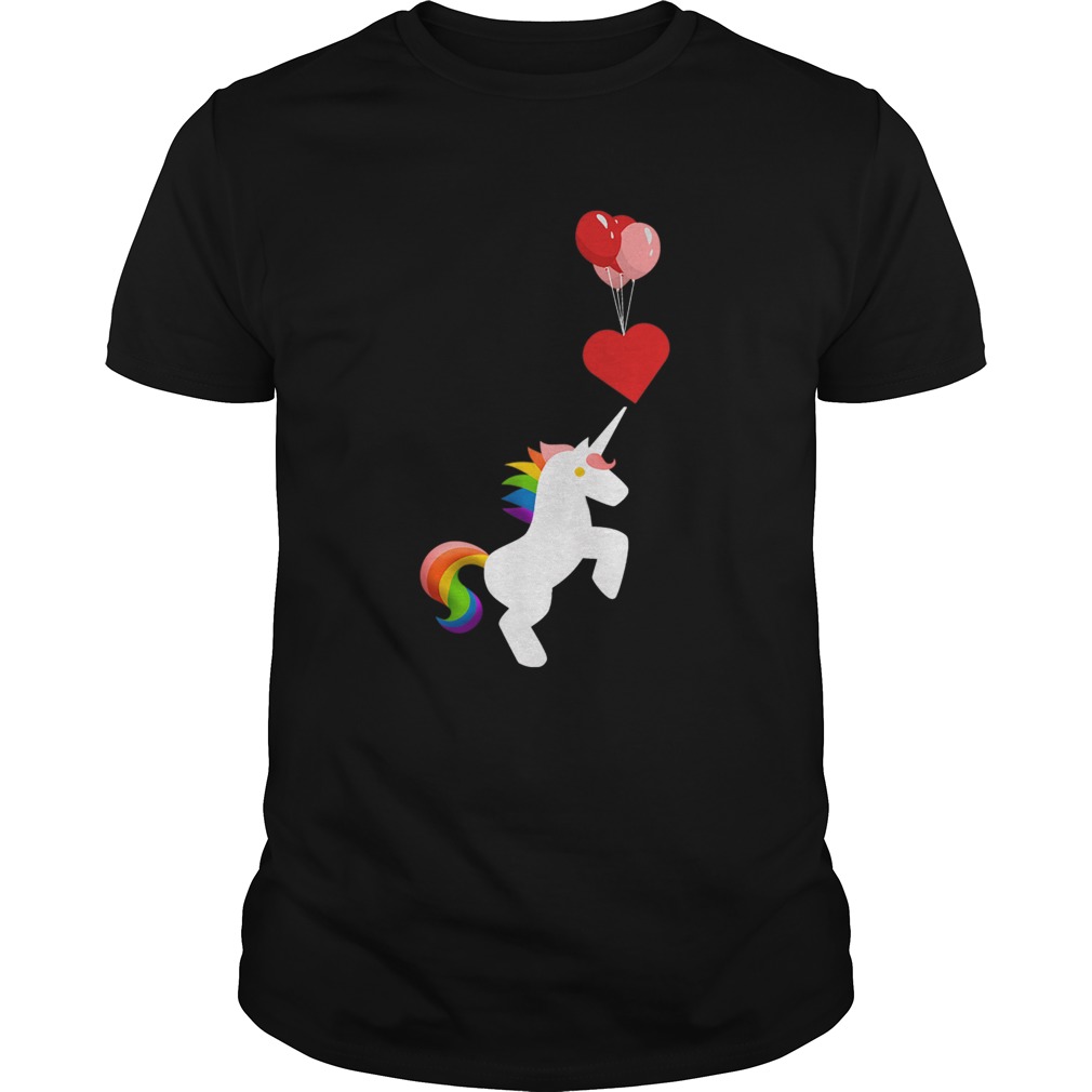Unicorn Balloon Love Heart Valentines Day shirt