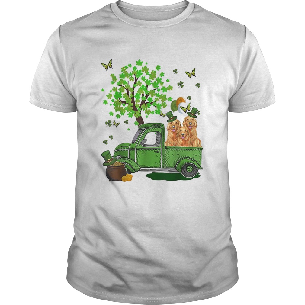 Cute Golden Retriever Truck St Patricks Day shirt