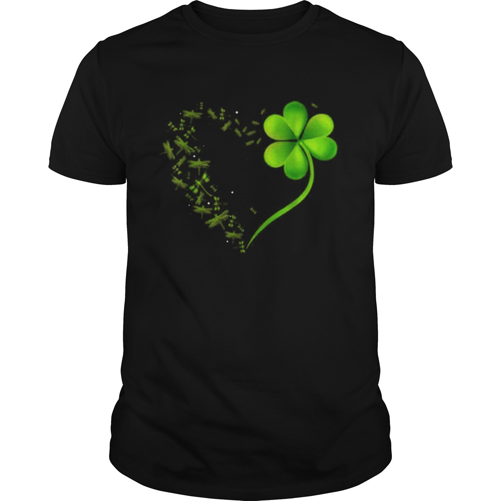 Dragonfly Heart Irish Shamrock Heart Clover St Patrick Day shirt
