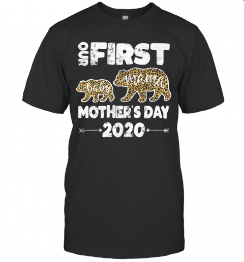 First Mothers Day Mom Baby Bear Leopard Plaid New Mom T-Shirt