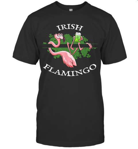 Lazy Irish Flamingo Shamrock Beer Mug St Pattys Day T-Shirt