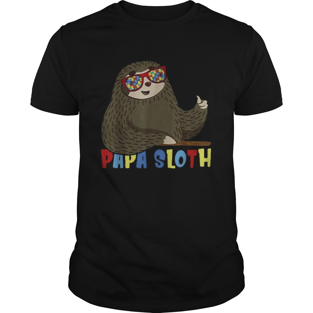 Papa Sloth Autism Awareness Dad Proud Fathers Day shirt