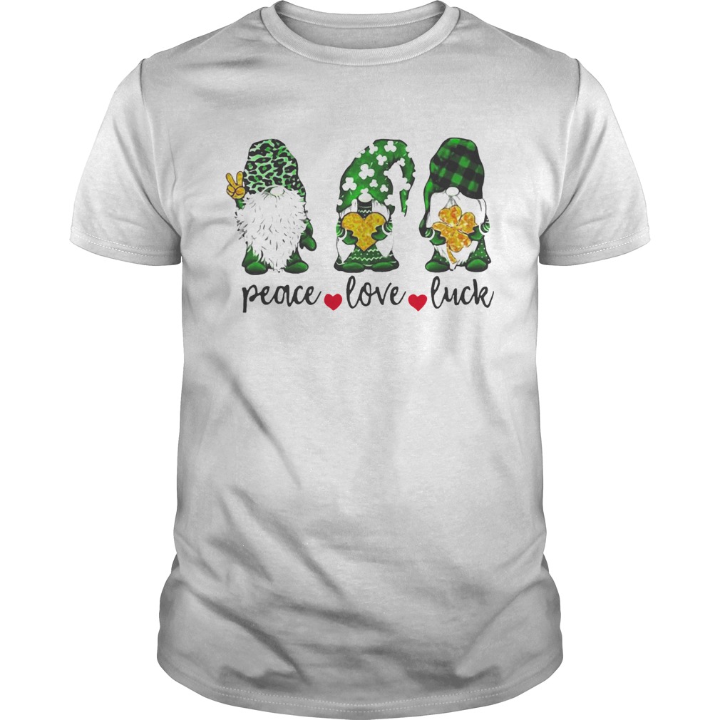 St Patricks Day Gnome peace love luck shirt