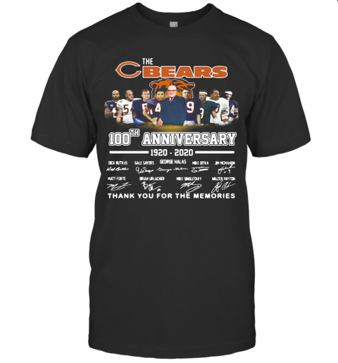 The Chicago Bears 100Th Anniversary 1920 2020 Thank You For The Memories T-Shirt