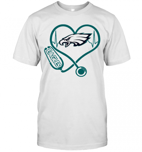 Nice Heartbeat Nurse Philadelphia Eagles Stethoscope T-Shirt