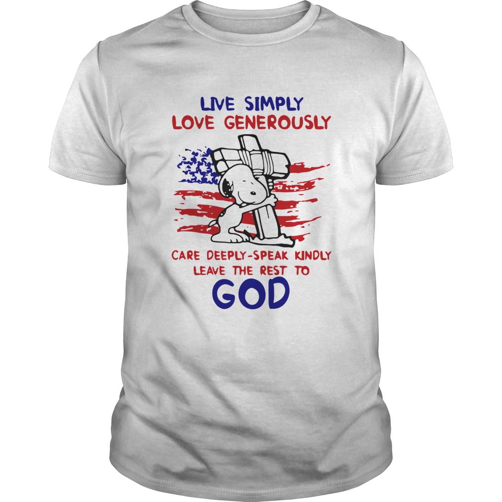 Snoopy Hug Cross Live Simply Love Generously Care Deeply Speak Kindly shirt