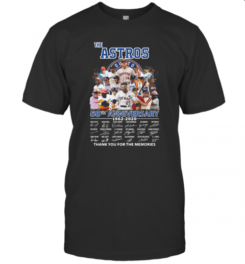 The Houston Astros 58Th Anniversary 1962 2020 Signatures Thank You For The Memories T-Shirt