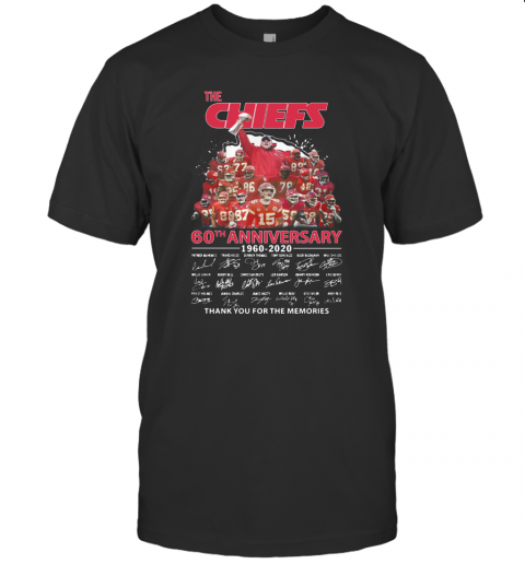 The Kansas City Chiefs 60Th Anniversary 1960 2020 Signatures Thank You For The Memories T-Shirt