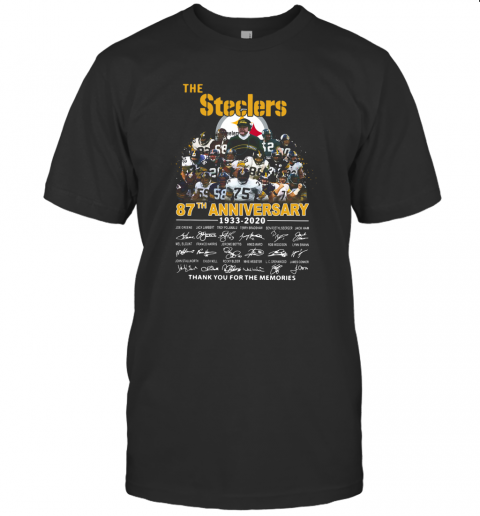 The Pittsburgh Steelers 87Th Anniversary 1933 2020 Signatures Thank You For The Memories T-Shirt