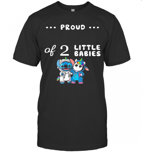 Baby Stitch And Unicorn Proud Of 2 Little Babies T-Shirt