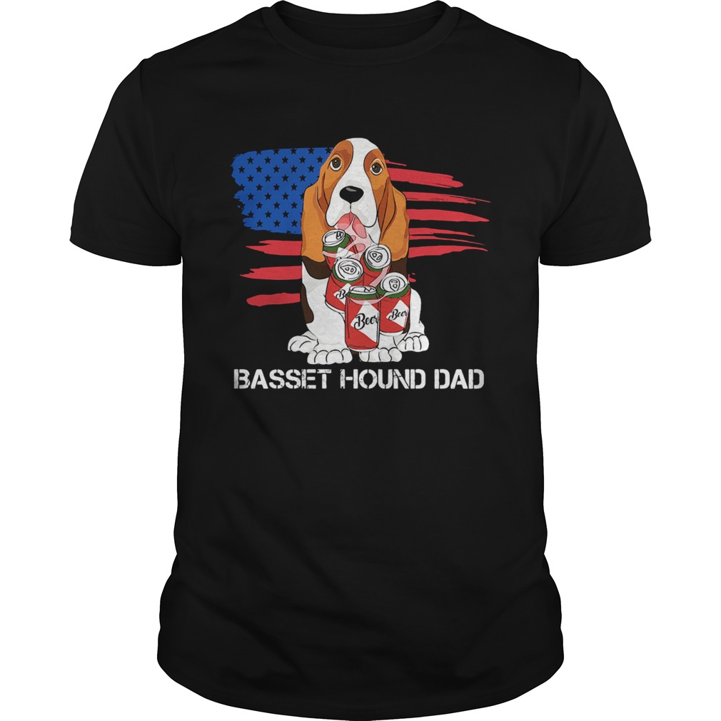 Basset hound dad American flag veteran Independence Day shirt