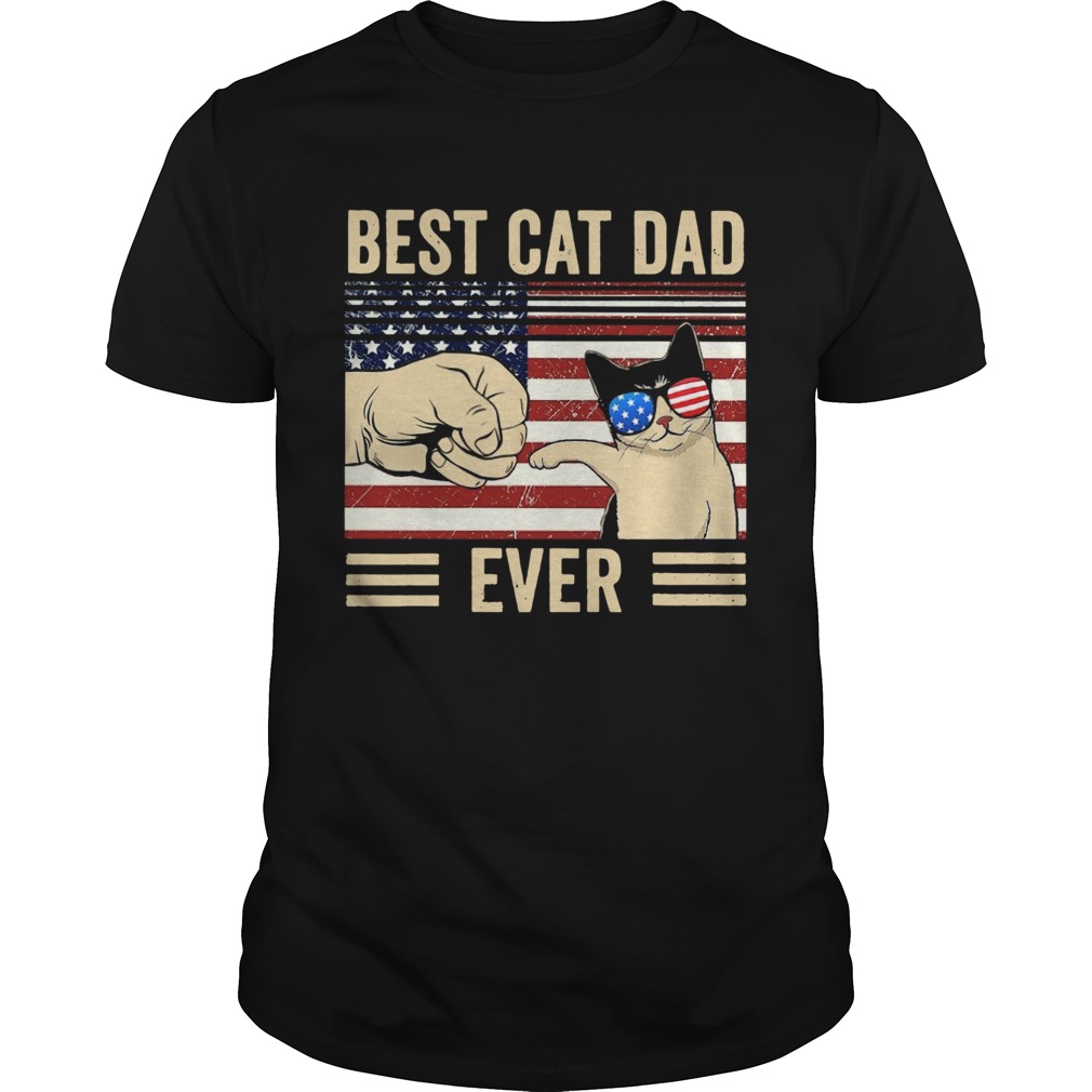 Best Cat Dad Ever Vintage American Flag shirt - Kingteeshop