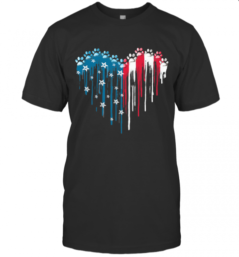 Paw Dog Paint American Flag T-Shirt