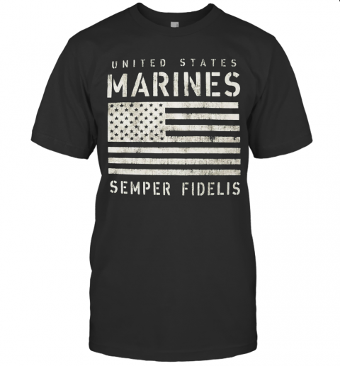 United States Marines Semper Fidelis American Flag T-Shirt