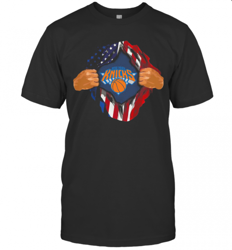 Blood Insides New York Knicks Basketball American Flag Independence Day T-Shirt