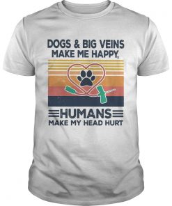 Dogs and big veins make me happy humans make my head hurt vintage retro  Unisex