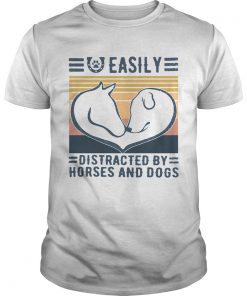 Easily Distracted By Horses And Dogs Vintage  Unisex