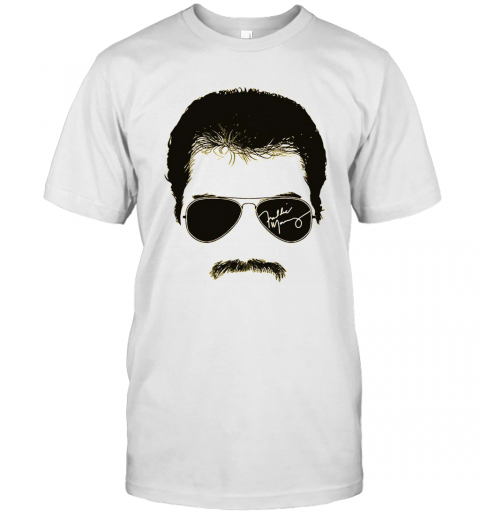 Freddie Mercury Face Signature Tee 1970S British Rock Band T-Shirt