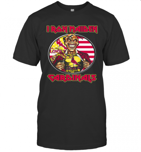 Iron Maiden St. Louis Cardinals American Flag Independence Day T-Shirt
