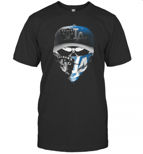 Skull Mask Oakland Raiders And Los Angeles Dodgers T-Shirt